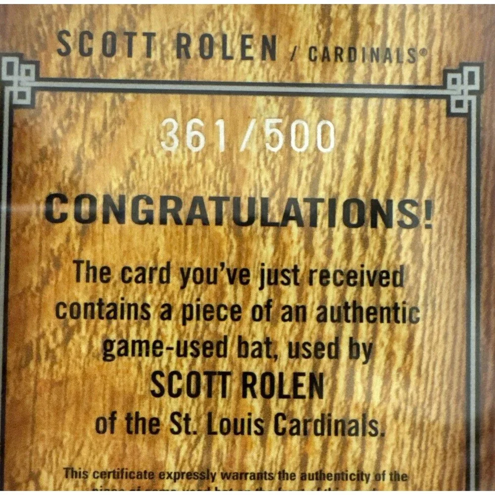 2003 FLAIR POWER TOOLS GAME USED BAT Scott Rolen St Louis Cardinals PT-SR /500